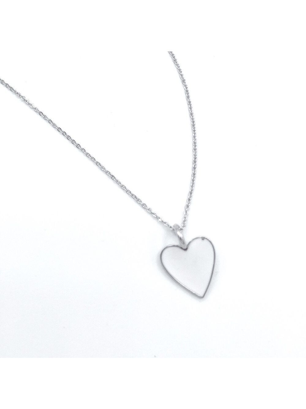 SILVER played rolo chain with white enamel heart 🤍